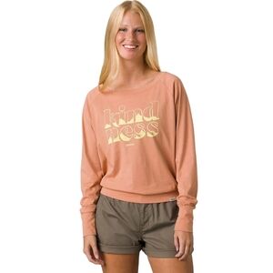 prAna Organic Cotton Long Sleeve Tee in Pink Sand Kindness